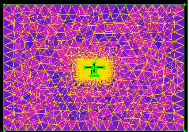 FIGURE 3.2: Top View of Mesh Generated in Airplane Domain 