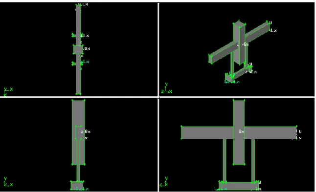 FIGURE 4.1: Four Views of MAV preliminary design by using GAMBIT (Design 1) 