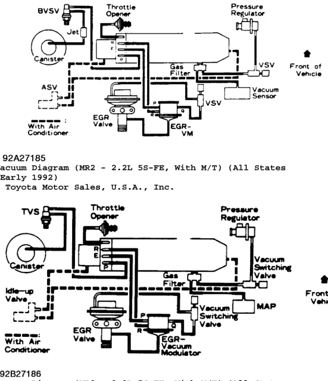 Fig. 16:  Vacuum Diagram (MR2 - 2.2L 5S-FE, With M/T) (All States