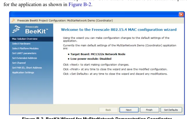 Figure B-2. BeeKit Wizard for MyStarNetwork Demonstration Coordinator
