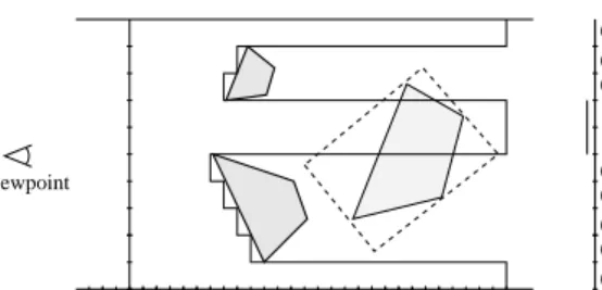 Figure 2: Z-buffer with marked fragments. The dark (blue) frag- frag-ments are used for tests.