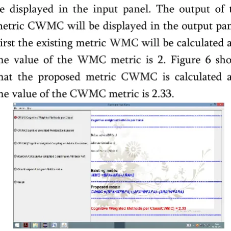 Figure 6. Screenshot for showing CWMC metric 