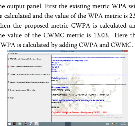 Figure 7. Screenshot for showing CWPA metric 