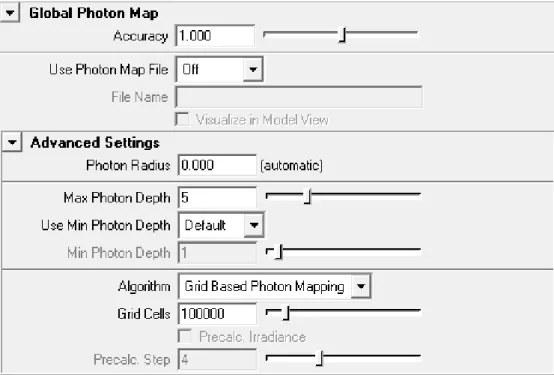 Figure 1.8: Global Photon Map settings