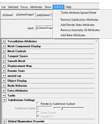 Figure 1.18: Turtle settings in attribute editor