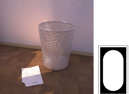 Figure 2.6: Clip Mapping on a trash can. The trash can was modeled from a cone and a clip map was used to create the mesh structure