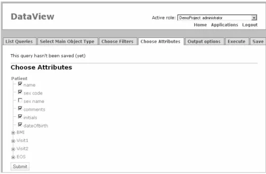 Figure 6. Selecting attributes in Qure DataView 