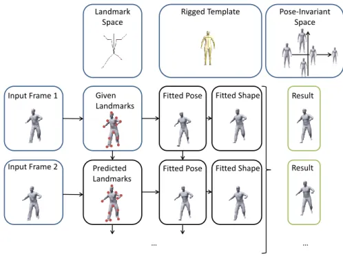 Figure 2: Overview of fitting procedure. Blue boxes show the input to our method and green boxes show the results.