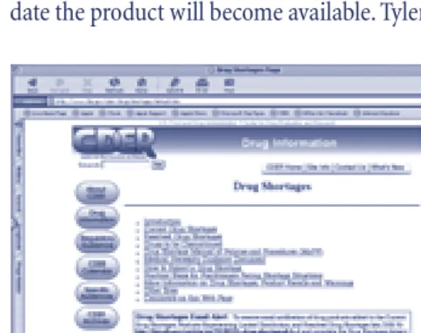 Figure 3. Food and Drug Administration’s Web Site (www.fda.gov/cder/drug/shortages/default.htm)