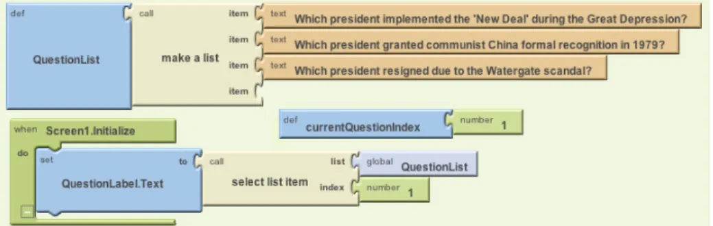 Figure 15-2. Setting the Text in QuestionLabel to the first item in QuestionList when the app begins Do you understand this code? Can you trace it and show exactly what happens in  each step?