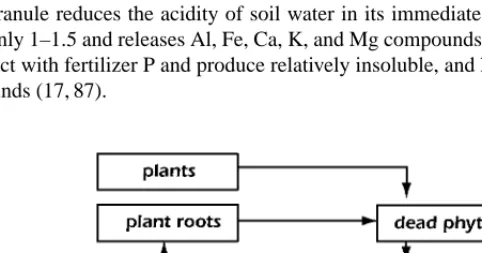 Figure 3 Phosphorus cycle in soil. (Simplified from a drawing in Reference 153.)