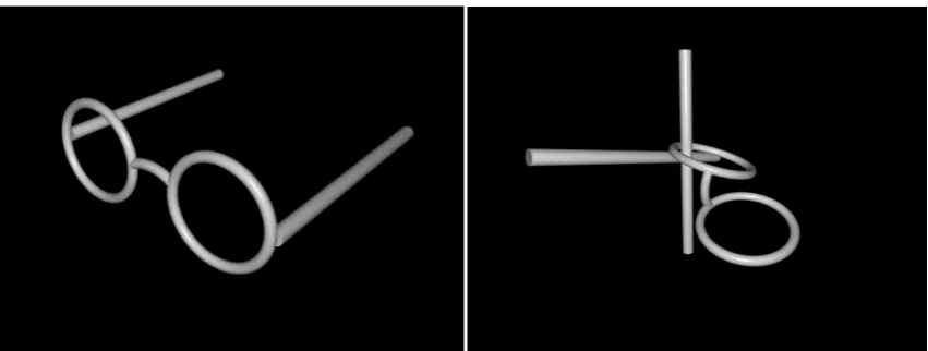 Figure 2. A realistic object (left) and an abstract object (right), as constructed for the experiment, using the same (in this case) five geons