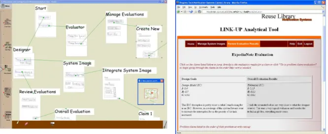 Figure 2. Left: early storyboard of the analytic module; Right: Screen from the functional prototype used  in pilot testing