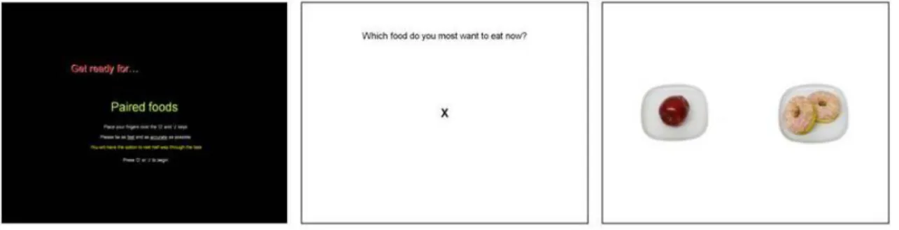 Figure 3-5 Representation of the implicit wanting and food choice trials in the LFPQ 