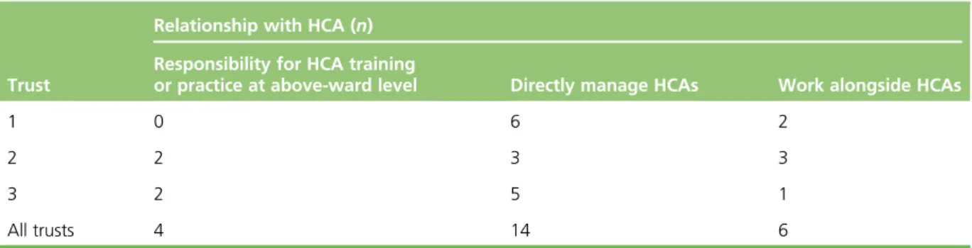 TABLE 9 Relationship with HCA workforce for OS member interview sample by trust