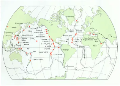 Figure 2 (6): Global distribution of hydrothermal vents. (After Desbruyères, D. and Segonzac, M