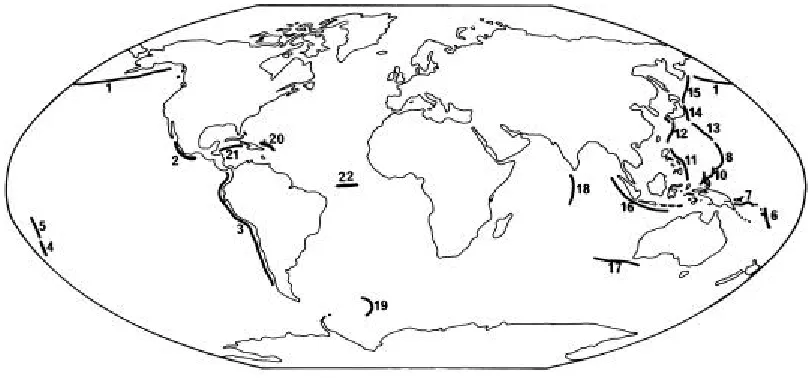 Figure 4 (4) Geographical distribution of major trench systems in the world's oceans