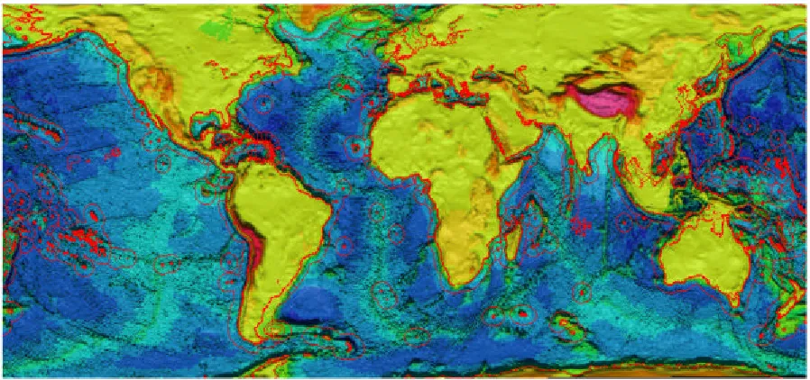 Figure 1: High-seas are all those areas beyond Exclusive Economic Zone Limits (marked in red) 