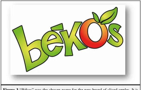 Figure 3 “Békos” was the chosen name for the new brand of sliced apples. It is  inspired  by  the  Portuguese  word  “becos”,  which  is  a  jargon  word  that  means  small  bits  –  in  this  case,  small  bits  of  apples