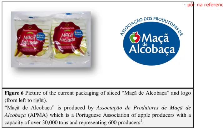 Figure  6  Picture of the current packaging of sliced “Maçã de Alcobaça” and logo  (from left to right)