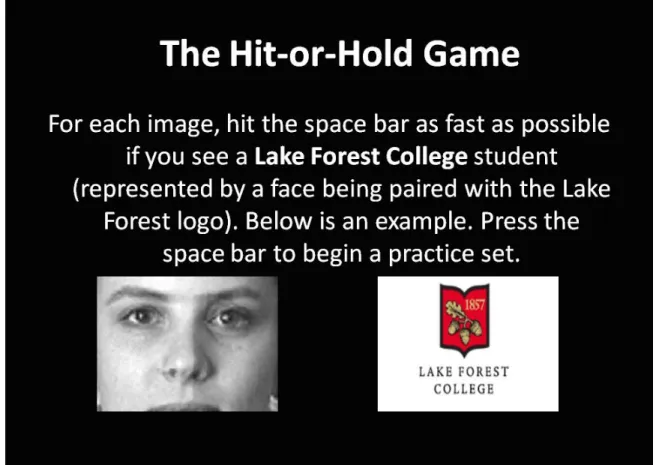 Figure 2. Instructions given to participants in the common ingroup identity manipulation and a  sample trial pairing indicating when to respond [‘Go’]