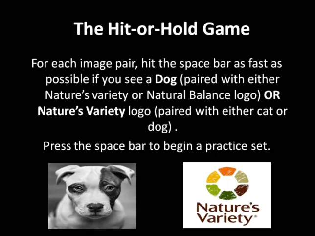 Figure 4. Instructions given to participants in the non-human categorization control condition and a  sample pairing indicating when to respond [‘Go’]
