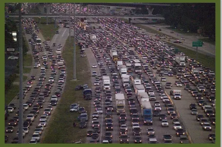 Figure 6: Evacuation of Houston in advance of hurricane Rita, with deployment of contraflow 