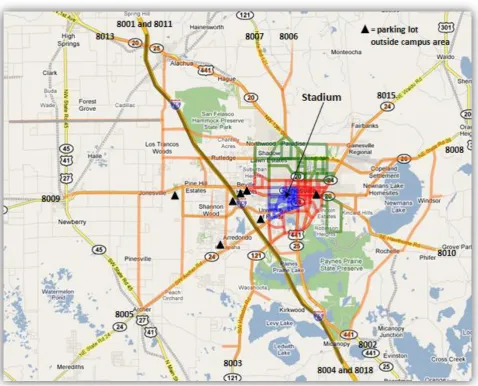 Figure 12: Roads that have been modeled in the network (colored) 