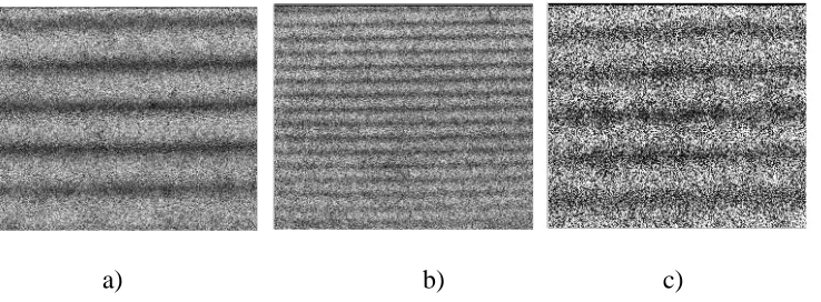Fig 1 Results of frame subtraction for a rotating disc  a) 125 frames s-1 b) 250 frames s-1,  c) 1000frames s-1