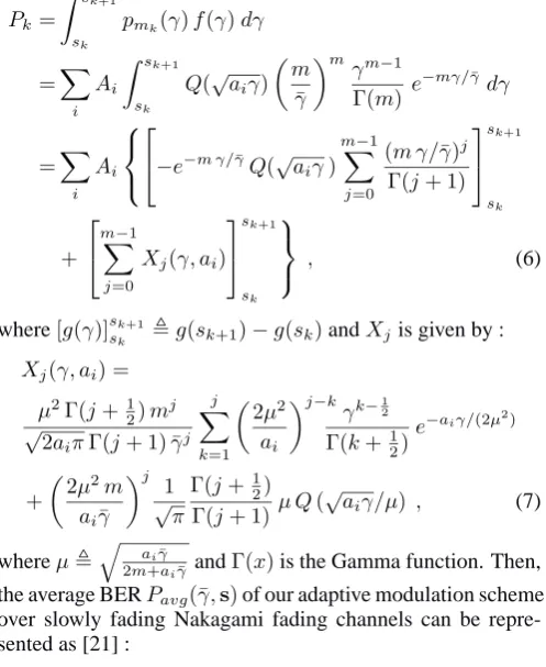 Table 1: The parameters of 5-mode AQAM system