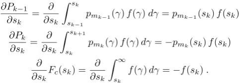 Table 1,Since we can relate the remaining switching levels to s 1 ,we have to determine the optimum value of s 1 for the giventarget BER Pt husing the PDF of the instantaneous channelSNR f ( γ ) and the second condition given in (12)