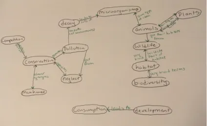 Figure 3.3.  Concept map generated from the 18.04.16 interview using a triads card deck of common terminology, reviewed on  18.04.23 