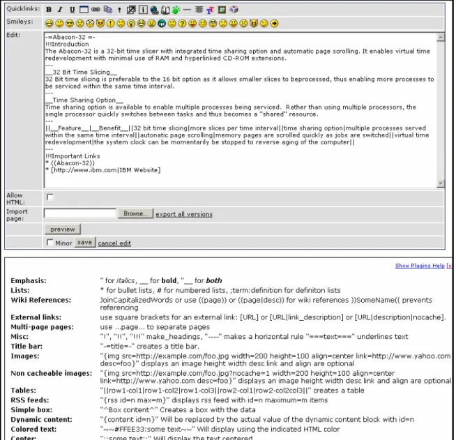 Figure 4. Wiki Edit Screen   CREATING A HYPERLINK 