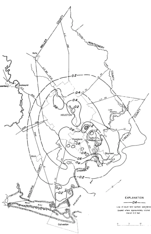 FIGURE  5.  Subsidence of the land surface,  1954-59 