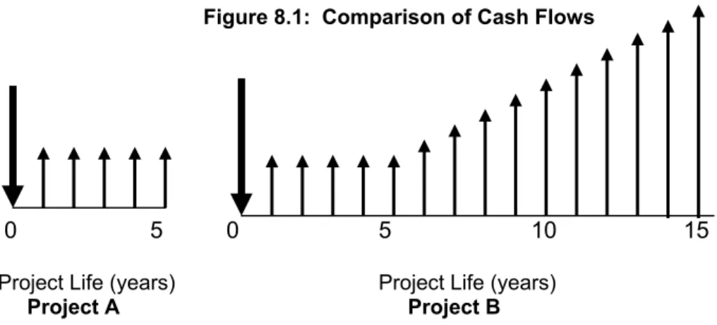 Figure 8.1 illustrates this point by comparing two cash flow scenarios for the same  initial cost