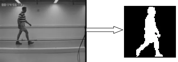 Figure 2.1 Single Image from Gait Sequence converted to a silhouette  