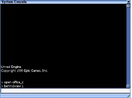 Figure 6: The console type command window in Unreal Tournament  to enable various commands 