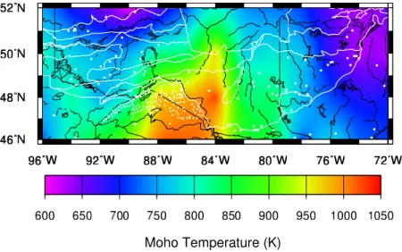 Table 1. Average P n Velocity, Crustal Thickness, Surface Heat Flow, and Moho Temperature Calculated From Surface Heat Flow Measurements a