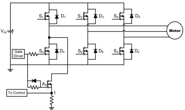 Figure 2.12. MOSFET R DS -based current sensing technique for motor current detection 