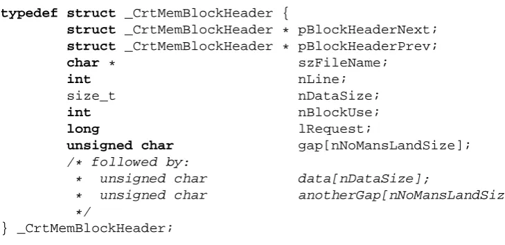 Figure 2.5: _CrtMemBlockHeader Structure