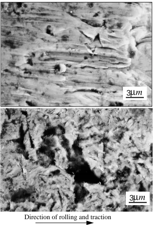 Figure 12. SEM image of rail and wheel disc surfaces from tests with ballast contamination