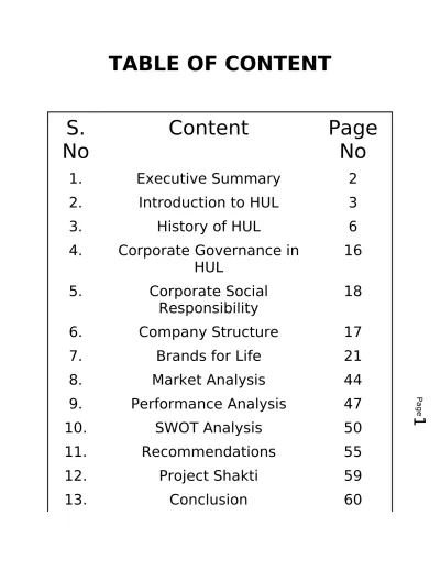 HUL Project Report