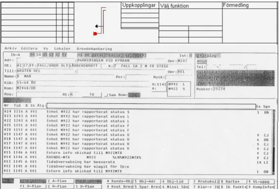 Figure 6. Screenshot from the CoordCom system, the current system in use today at SOS  Alarm