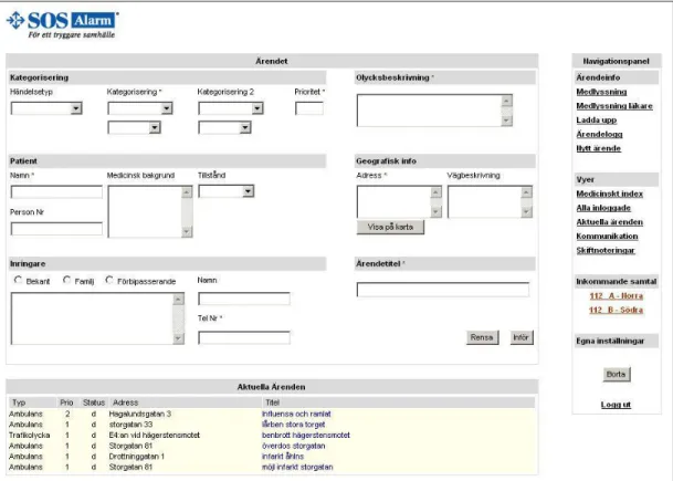Figure 11. HTML GUI, the receiving operator’s base view of EmCoord. 