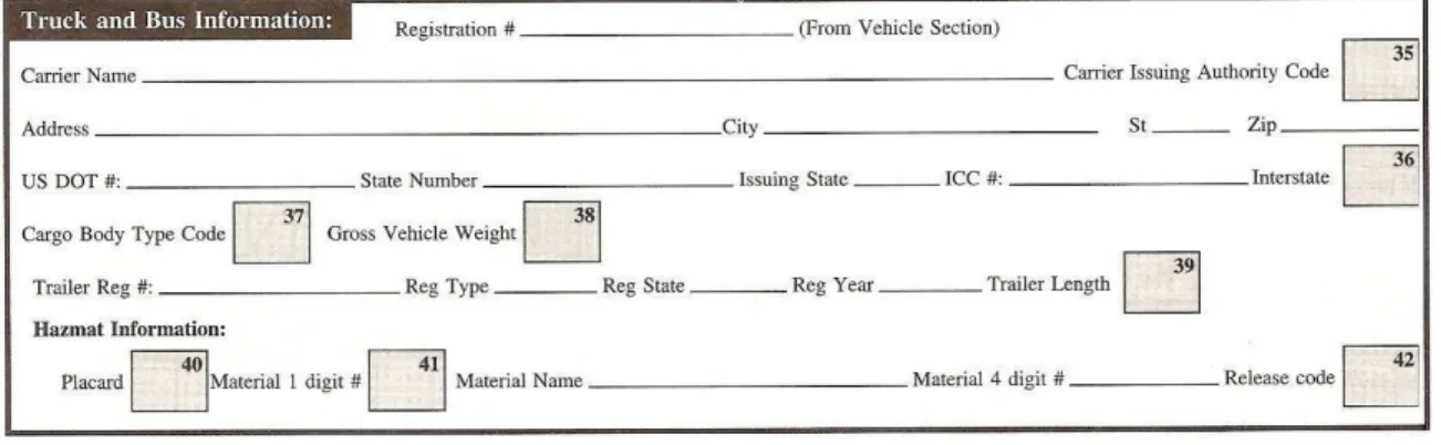 Figure 2: Crash Report Form: Truck and Bus Section 
