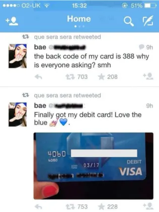 Figure 1. Credit Card Picture and Tweet Posted on Twitter. 