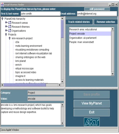 Figure 5: A e-Story returned as relevant to the project Encode.