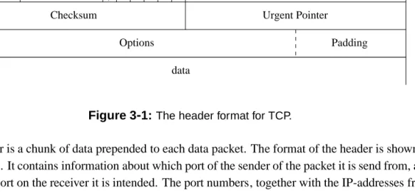 Figure 3 - 1: The header format for TCP.