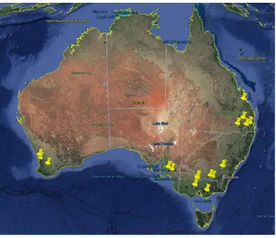 Figure 9. Locations of existing piggery biogas systems (Image from Google Earth). 