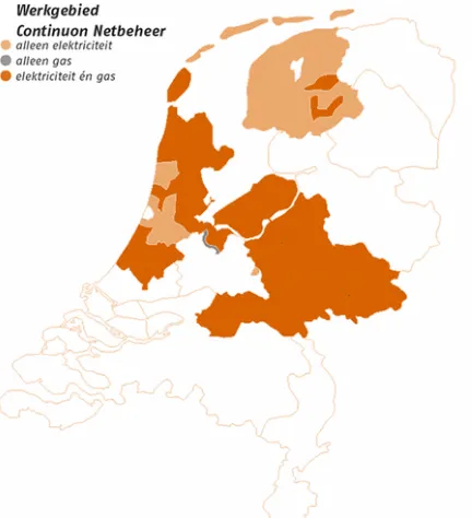 Figure 6 Operational area of Continuon (the operational area for gas are the dark orange and grey areas)   
